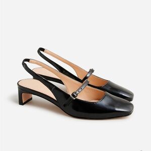 J.Crew Layla slingback Mary Jane heels in spazzolato leather black